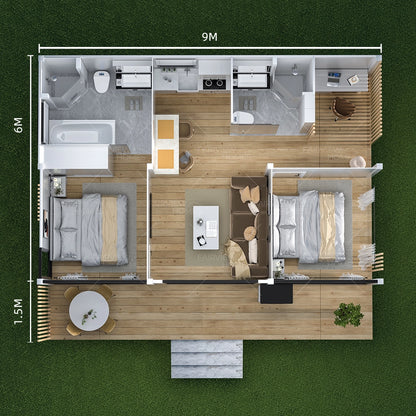 54m² L3 Zero Carbon Cabin Prefab House With Solar System for Hotel Home
